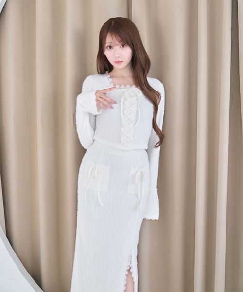Rose Muse(ロゼミューズ)の「Lace shaggy setup(セットアップ・レディース・ベージュ/オフホワイト・FREE)」の9枚目の写真