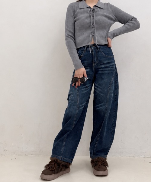 DEMETER(デメテル)の「厚底 プラットフォーム ボリュームファー レースアップムートンブーツ(ブーツ・レディース・ブラック×ブラック/ブラック×グレー/ブラウン/ベージュ・S/M/L/LL)」の9枚目の写真