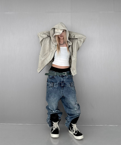 ROARINGRAD(ロアリングラド)の「W.ダメージ クロップドフーディ ジップアップ サンド(パーカー・レディース・その他・MEDIUM/LARGE)」の7枚目の写真
