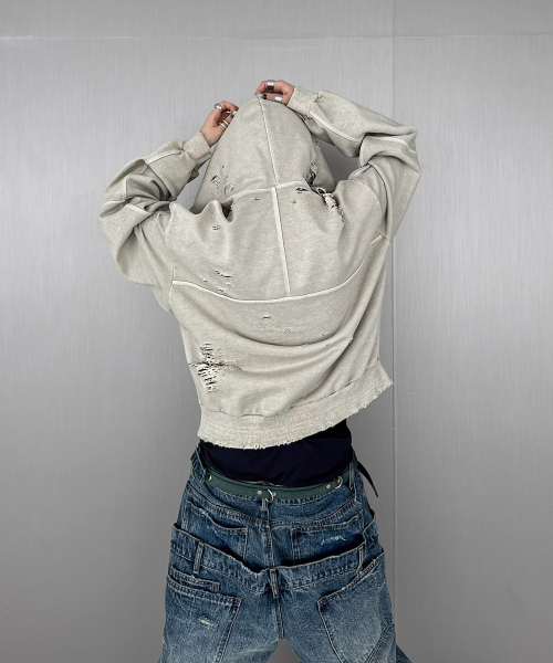 ROARINGRAD(ロアリングラド)の「W.ダメージ クロップドフーディ ジップアップ サンド(パーカー・レディース・その他・MEDIUM/LARGE)」の11枚目の写真