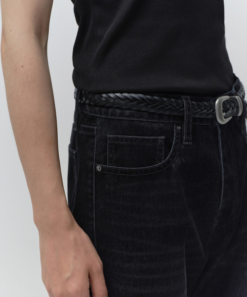 MUSINSA STANDARD（ムシンサスタンダード）の「ベルベットストレートデニムパンツ[ブラック]（デニムパンツ・メンズ・その他・28/29/30/31/32/33/34/36/38/40）」の5枚目の写真