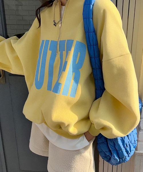 Girly Doll(ガーリードール)の「ビッグロゴ裏起毛ハーフジップスウェット(スウェット・レディース・グレー/イエロー/ブルー・FREE)」の15枚目の写真