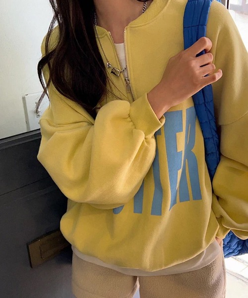 Girly Doll(ガーリードール)の「ビッグロゴ裏起毛ハーフジップスウェット(スウェット・レディース・グレー/イエロー/ブルー・FREE)」の16枚目の写真