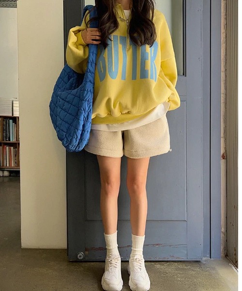 Girly Doll(ガーリードール)の「ビッグロゴ裏起毛ハーフジップスウェット(スウェット・レディース・グレー/イエロー/ブルー・FREE)」の17枚目の写真