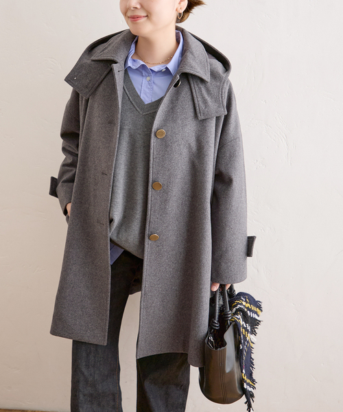 Traditional Weatherwear(トラディショナルウェザーウェア)の「別注【TRADITIONAL WEATHERWEAR】MALTON LONG HOODED COAT(その他アウター・レディース・ネイビー/キャメル/チャコールグレー・34)」の2枚目の写真