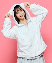 cross marche（クロスマルシェ）の「ねこ耳ふわふわパーカー パーカー フリース 長袖 ふわふわ 猫耳 ねこ耳 フード トップス アウター 羽織り 地雷系 猫 秋 冬 韓国（パーカー）」
