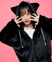 cross marche（クロスマルシェ）の「ねこ耳ふわふわパーカー パーカー フリース 長袖 ふわふわ 猫耳 ねこ耳 フード トップス アウター 羽織り 地雷系 猫 秋 冬 韓国（パーカー）」