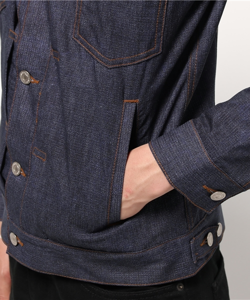 MEN'S BIGI（メンズビギ）の「超軽量 Gジャン/クールドッツ デニムプリント（デニムジャケット・メンズ・インディゴブルー・SS/L/S/M）」の4枚目の写真