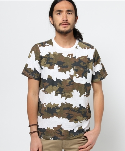 HVC(エイチブイシー)の「HVC / スラブカモフラTシャツ (Tシャツ/カットソー・メンズ・グリーン/ネイビー・L/XL/M)」の2枚目の写真