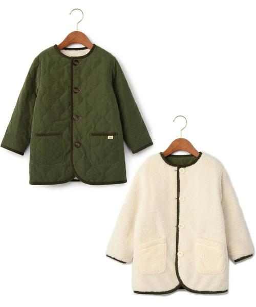 green label relaxing（グリーンレーベルリラクシング）の「■■■【KIDS】ナカワタボアライトコート ソリッド リバーシブル◆（その他アウター・キッズ・オリーブ・95cm/105cm/115cm/125cm/135cm）」の6枚目の写真