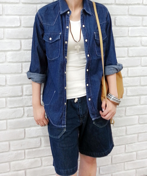 GREEN BOWL（グリーンボウル）の「GREEN BOWL 7oz Denim Western Shirts/グリーンボウルデニムウェスタンシャツ（シャツ/ブラウス・メンズ・インディゴブルー・38/40）」の3枚目の写真