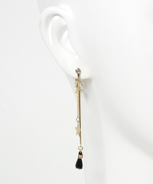 Heather(ヘザー)の「タッセルサガリスターイヤリング 746562(イヤリング・レディース・ピンク/ブラック・FREE)」の5枚目の写真