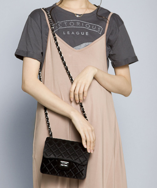 PLAIN CLOTHING(プレーンクロージング)の「ベロアダイヤ柄ステッチバッグ【PLAIN CLOTHING】(ショルダーバッグ・レディース・ブラック/ネイビー/グレー・FREE)」の15枚目の写真