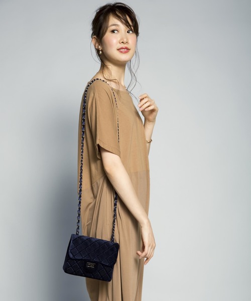 PLAIN CLOTHING(プレーンクロージング)の「ベロアダイヤ柄ステッチバッグ【PLAIN CLOTHING】(ショルダーバッグ・レディース・ブラック/ネイビー/グレー・FREE)」の13枚目の写真