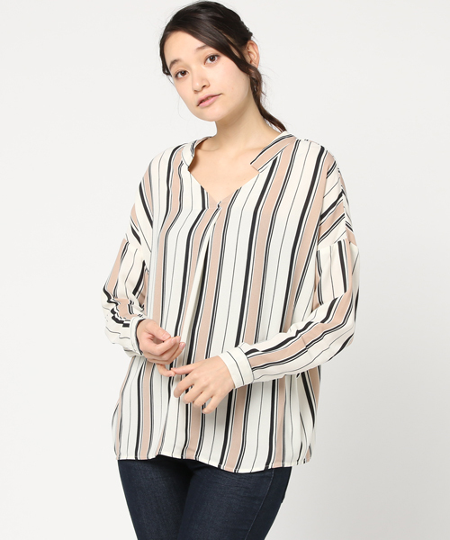 VENCEEXCHANGE(ヴァンスエクスチェンジ)の「ストライプスキッパーシャツ (シャツ/ブラウス・レディース・マスタード/ベージュ/スカイブルー・MEDIUM)」の12枚目の写真