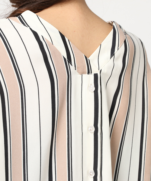 VENCEEXCHANGE(ヴァンスエクスチェンジ)の「ストライプスキッパーシャツ (シャツ/ブラウス・レディース・マスタード/ベージュ/スカイブルー・MEDIUM)」の8枚目の写真