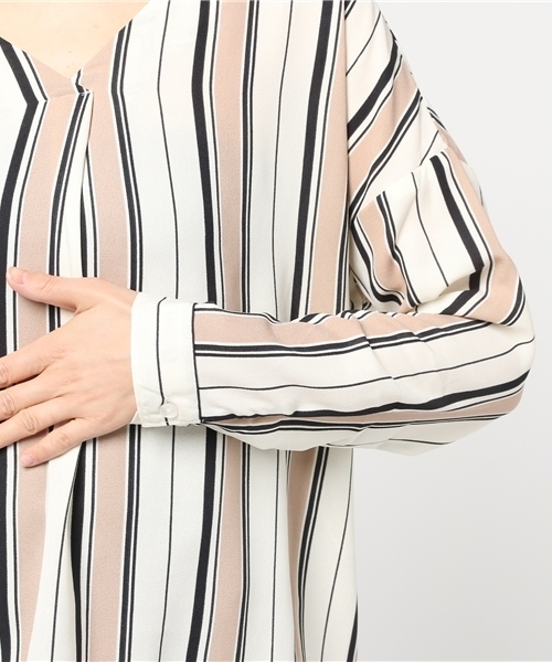 VENCEEXCHANGE(ヴァンスエクスチェンジ)の「ストライプスキッパーシャツ (シャツ/ブラウス・レディース・マスタード/ベージュ/スカイブルー・MEDIUM)」の9枚目の写真