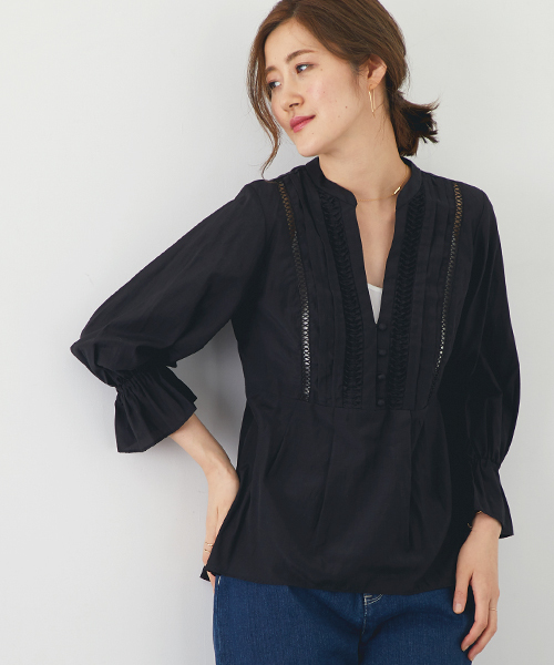 STUDIOUS（ステュディオス）の「STUDIOUS バルーン刺繍ブラウス（シャツ/ブラウス・レディース・ブラック/オフホワイト・FREE）」の2枚目の写真