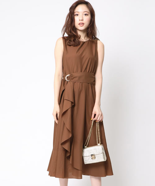 QUEENS COURT（クイーンズコート）の「ペーパーローンワンピース（ワンピース・レディース・ピンク/ブラウン/ネイビー・S/M）」の2枚目の写真