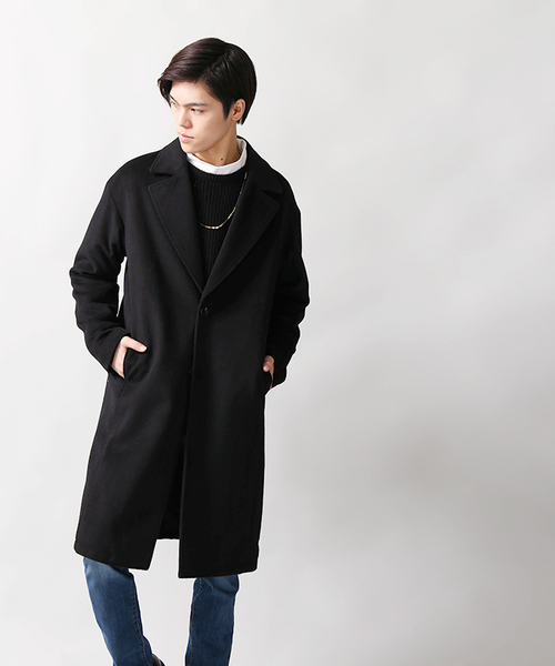 WEGO（ウィゴー）の「WEGO/シャギーウールオーバーコート（チェスターコート・メンズ・ネイビー/ブラック・LARGE/MEDIUM/SMALL）」の8枚目の写真