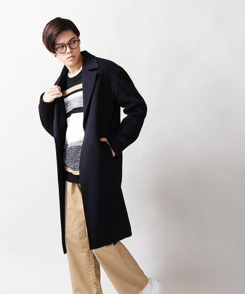 WEGO（ウィゴー）の「WEGO/シャギーウールオーバーコート（チェスターコート・メンズ・ネイビー/ブラック・LARGE/MEDIUM/SMALL）」の17枚目の写真