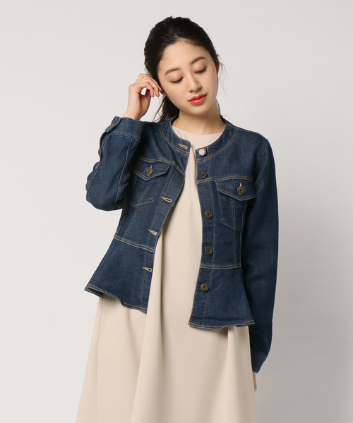 PICCIN（ピッチン）の「ストレッチデニムノーカラーペプラム
