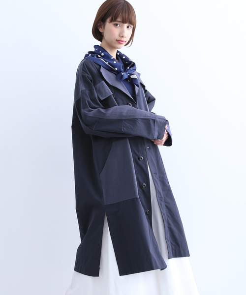MERLOT(メルロー)の「パッチワークコート2629(チェスターコート・レディース・ベージュ/ネイビー/カーキ/ピンク・FREE)」の3枚目の写真