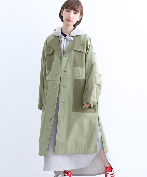 MERLOT(メルロー)の「パッチワークコート2629(チェスターコート・レディース・ベージュ/ネイビー/カーキ/ピンク・FREE)」の2枚目の写真