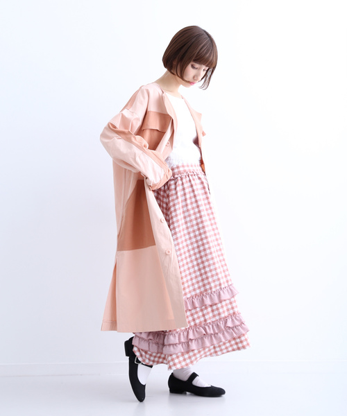 MERLOT(メルロー)の「パッチワークコート2629(チェスターコート・レディース・ベージュ/ネイビー/カーキ/ピンク・FREE)」の14枚目の写真