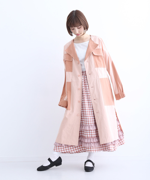 MERLOT(メルロー)の「パッチワークコート2629(チェスターコート・レディース・ベージュ/ネイビー/カーキ/ピンク・FREE)」の15枚目の写真