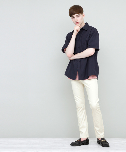 EMMA CLOTHES(エマクローズ)の「リラックスオーバーサイズオックスフォードシャツ Summer Oxford Shirts 1/2 sleeve(シャツ/ブラウス・メンズ・ホワイト/アイボリー/ピンク/イエロー/カーキ/サックスブルー/グリーン/ネイビー/ブラック・M/L)」の20枚目の写真