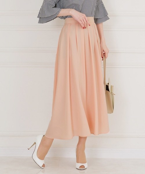 Tiaclasse(ティアクラッセ)の「【洗える】きれい色で彩る、大人のマキシ丈フレアスカート(スカート・レディース・グレー/オフホワイト/ピンク/モカ/ネイビー/マスタード/ハウンドトゥース/チェック/グレー系その他/ブラウン系その他/グレイッシュベージュ/アイボリー/パープル/ターコイズブルー/ブラック/ライトグレー/チャコールグレー/ボルドー・MEDIUM/LARGE/L/M)」の15枚目の写真