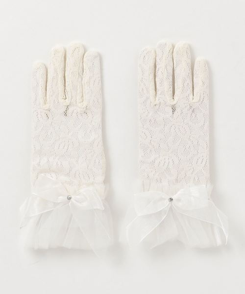 Motherways マザウェイズ の ガールズ フリル リボン付 レースショートグローブ 手袋 Wear Motherways マザウェイズ の ガールズ フリル リボン付 レースショートグローブ 手袋 Wear