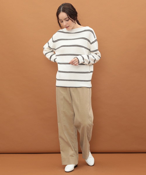 SALON adam et rope'(サロン アダム エ ロペ)の「畦ボーダープルオーバー(ニット/セーター・レディース・レッド/ホワイト/ブラック・FREE)」の7枚目の写真