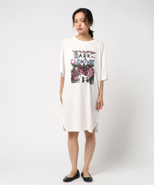 HYSTERIC GLAMOUR(ヒステリックグラマー)の「NIAGARA/DARK CARNIVALワンピース(ワンピース)」|ホワイト
