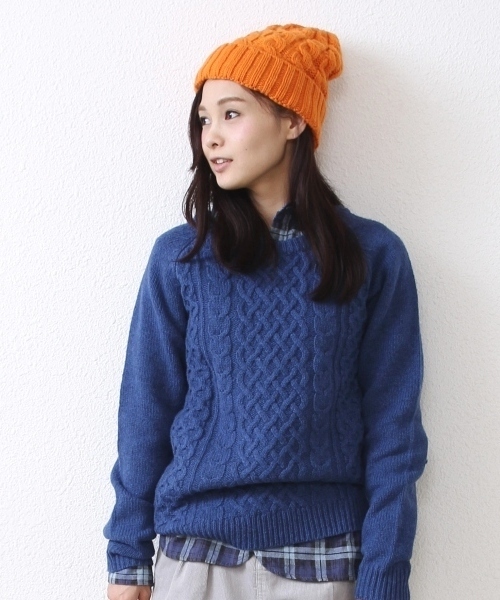 coen（コーエン）の「シェットケーブルニット（ニット/セーター・レディース・グレー/マスタード/コバルトブルー/オフホワイト・LARGE/MEDIUM）」の4枚目の写真