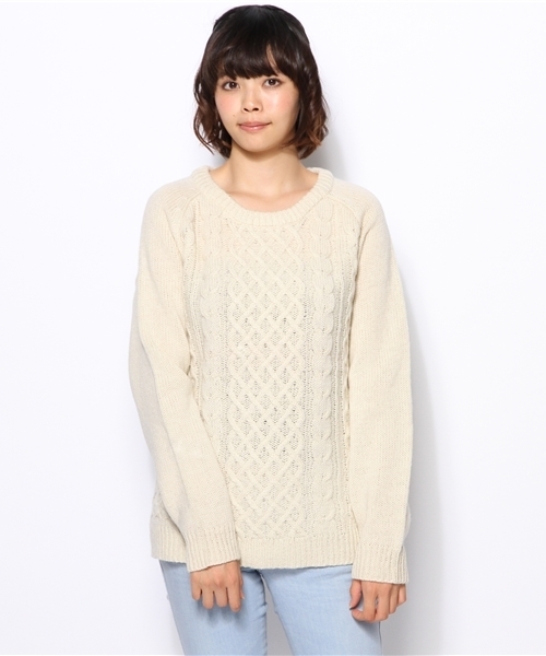 coen（コーエン）の「シェットケーブルニット（ニット/セーター・レディース・グレー/マスタード/コバルトブルー/オフホワイト・LARGE/MEDIUM）」の14枚目の写真