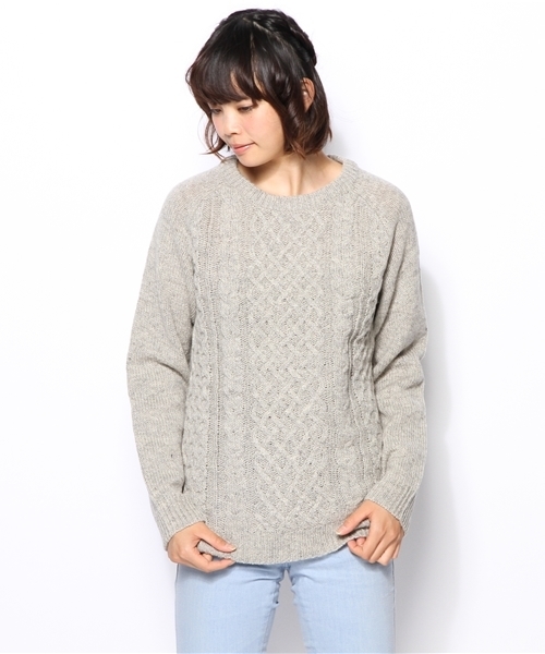 coen（コーエン）の「シェットケーブルニット（ニット/セーター・レディース・グレー/マスタード/コバルトブルー/オフホワイト・LARGE/MEDIUM）」の15枚目の写真