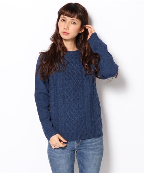 coen（コーエン）の「シェットケーブルニット（ニット/セーター・レディース・グレー/マスタード/コバルトブルー/オフホワイト・LARGE/MEDIUM）」の11枚目の写真