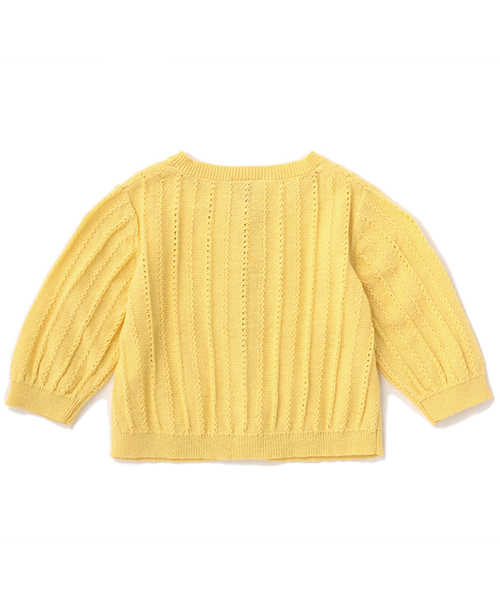 petit main（プティマイン）の「針抜きニットカーディガン（カーディガン/ボレロ・キッズ・ネイビー/レモンイエロー/キナリ・SMALL/MEDIUM/LARGE）」の6枚目の写真
