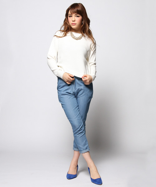 FREE'S SHOP（フリーズショップ）の「リブニット（ニット/セーター・レディース・ホワイト/ブラック/イエロー・FREE）」の6枚目の写真