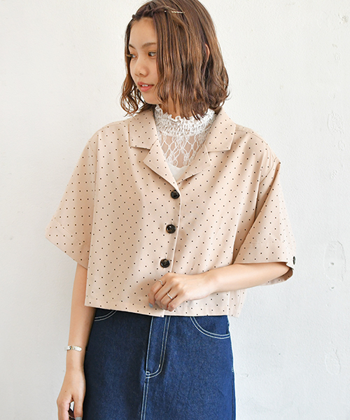 PairPair（ペアペア）の「ドット＆花柄アソートカイキンビッグシャツ（シャツ/ブラウス・レディース・ベージュ/オフホワイト/ライトグリーン/ライトベージュ・FREE）」の4枚目の写真