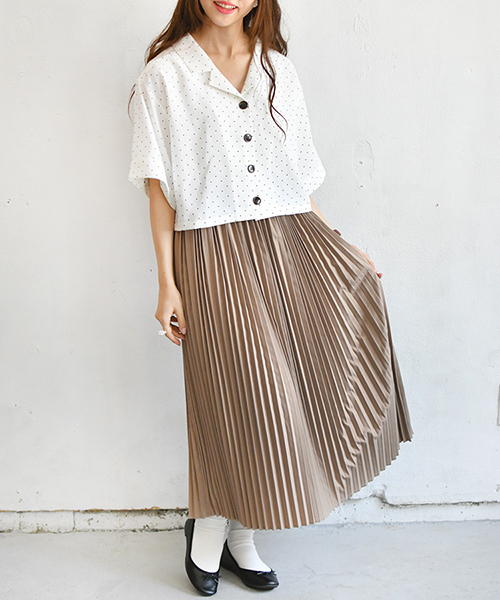 PairPair（ペアペア）の「ドット＆花柄アソートカイキンビッグシャツ（シャツ/ブラウス・レディース・ベージュ/オフホワイト/ライトグリーン/ライトベージュ・FREE）」の17枚目の写真