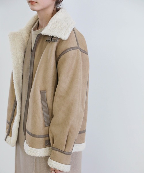 select MOCA（セレクトモカ）の「2021 AW ムートンボアジャケット（ムートンコート・レディース・ブラック/ブラウン/ベージュ/グレイッシュベージュ・FREE）」の7枚目の写真