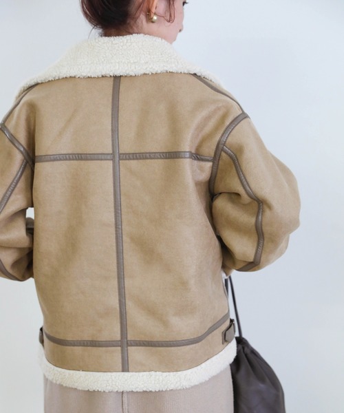 select MOCA（セレクトモカ）の「2021 AW ムートンボアジャケット（ムートンコート・レディース・ブラック/ブラウン/ベージュ/グレイッシュベージュ・FREE）」の8枚目の写真