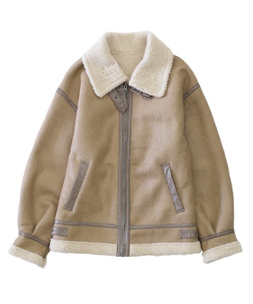 select MOCA（セレクトモカ）の「2021 AW ムートンボアジャケット（ムートンコート・レディース・ブラック/ブラウン/ベージュ/グレイッシュベージュ・FREE）」の10枚目の写真