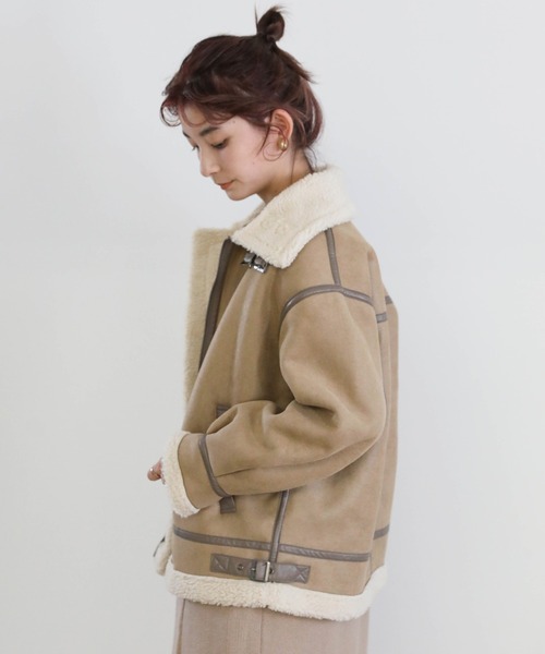 select MOCA（セレクトモカ）の「2021 AW ムートンボアジャケット（ムートンコート・レディース・ブラック/ブラウン/ベージュ/グレイッシュベージュ・FREE）」の5枚目の写真