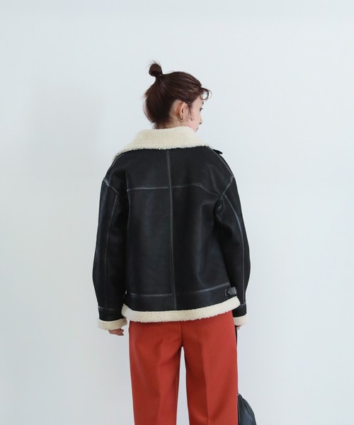 select MOCA（セレクトモカ）の「2021 AW ムートンボアジャケット（ムートンコート・レディース・ブラック/ブラウン/ベージュ/グレイッシュベージュ・FREE）」の15枚目の写真