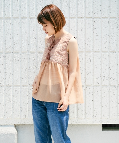cepo(セポ)の「シフォン刺繍ノースリーブブラウス(シャツ/ブラウス・レディース・ブラック/グレー/オレンジ・M)」の16枚目の写真