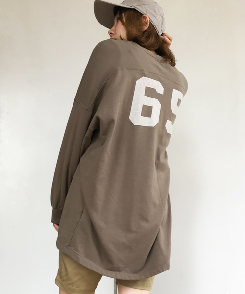 OLD BETTY'S(オールドベティーズ)の「Big Long Sleeve T-shirts/ビッグ 長袖 Tロング シャツ(Tシャツ/カットソー・レディース・モカ/スミクロ/キナリ・FREE)」の3枚目の写真